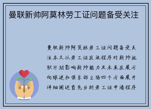 曼联新帅阿莫林劳工证问题备受关注